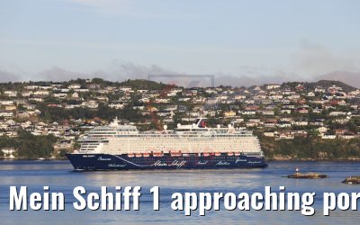 Mein Schiff 1 approaching port of Bergen, Norway 16.07.2019