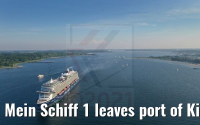Mein Schiff 1 leaves port of Kiel 04.06.2021
