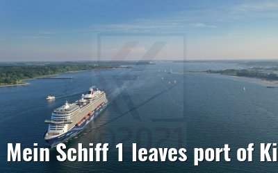 Mein Schiff 1 leaves port of Kiel 04.06.2021