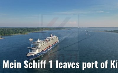Mein Schiff 1 leaves port of Kiel 04.06.2021