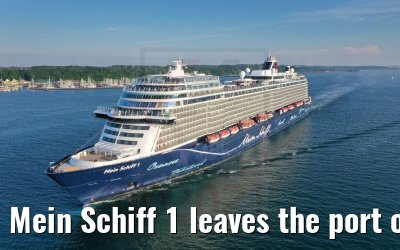 Mein Schiff 1 leaves the port of Kiel 04.06.2021