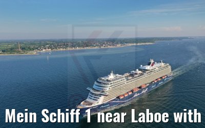 Mein Schiff 1 near Laboe with marine memorial 04.06.2021