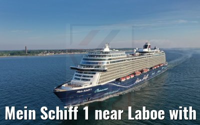 Mein Schiff 1 near Laboe with marine memorial 04.06.2021