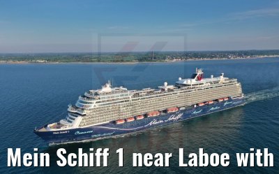 Mein Schiff 1 near Laboe with marine memorial 04.06.2021