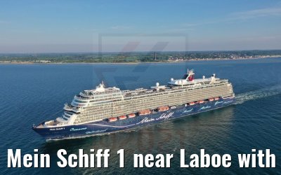 Mein Schiff 1 near Laboe with marine memorial 04.06.2021