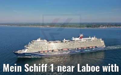 Mein Schiff 1 near Laboe with marine memorial 04.06.2021