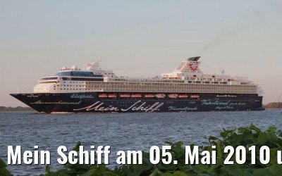 Mein Schiff am 05. Mai 2010 unterwegs als "Rock-Liner" im letzten Abendlicht an der Lühe