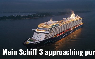 Mein Schiff 3 approaching port of Hamburg 17.06.2020 Wedel