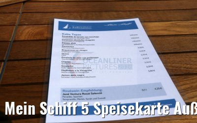 Mein Schiff 5 Speisekarte Außenalster Bar und Grill