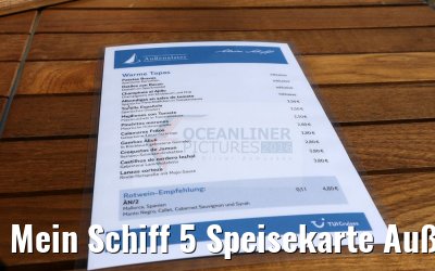 Mein Schiff 5 Speisekarte Außenalster Bar und Grill