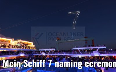 Mein Schiff 7 naming ceremony, fireworks and drone show Kiel 22.06.2024