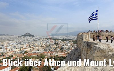 Blick über Athen und Mount Lycabettus von Akropolis