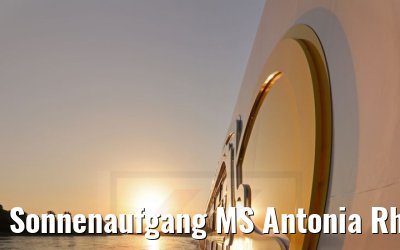 Sonnenaufgang MS Antonia Rhein bei Iffezheim 18.06.2021