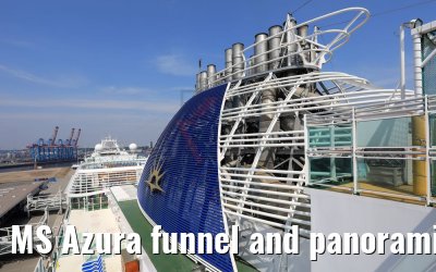 MS Azura funnel and panoramic view