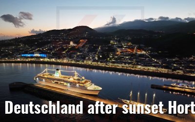 Deutschland after sunset Horta port, Faial