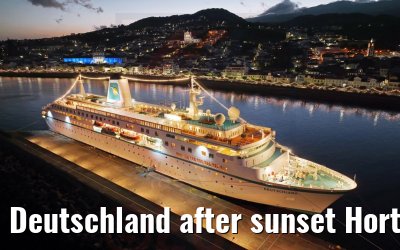 Deutschland after sunset Horta port, Faial