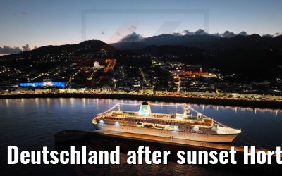 Deutschland after sunset Horta port, Faial