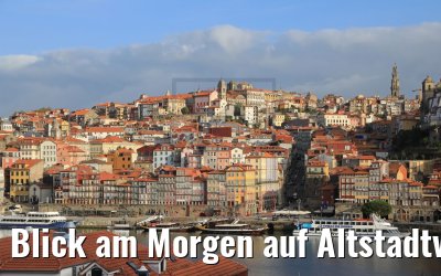 Blick am Morgen auf Altstadtviertel Ribeira in Porto 25.09.2020