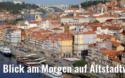 Blick am Morgen auf Altstadtviertel Ribeira in Porto 25.09.2020