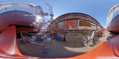 360-Grad Ansicht Stabilisator Steuerbord ausgefahren MS Hamburg Dock 17.05.2020