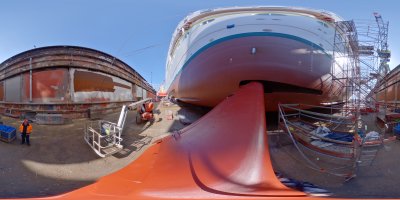 360-Grad Ansicht Stabilisator Steuerbord ausgefahren MS Hamburg Dock 17.05.2020