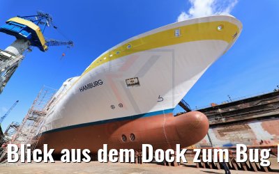 Blick aus dem Dock zum Bug MS Hamburg 17.05.2020