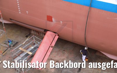 Stabilisator Backbord ausgefahren MS Hamburg