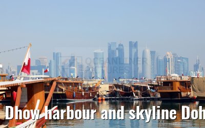 Dhow harbour and skyline Doha 10.03.2024