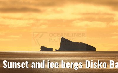 Sunset and ice bergs Disko Bay 16.08.2024