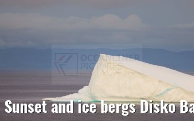 Sunset and ice bergs Disko Bay 16.08.2024