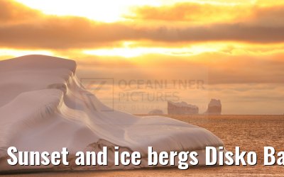 Sunset and ice bergs Disko Bay 16.08.2024
