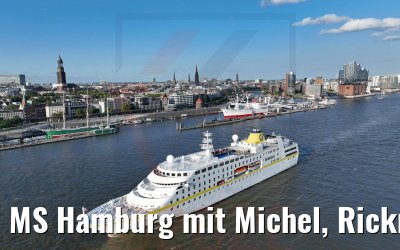 MS Hamburg mit Michel, Rickmer Rickmers, Cap San Diego und Elphi 13.07.2022