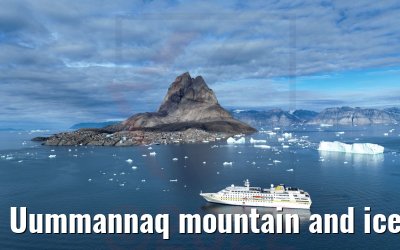 Uummannaq mountain and icebergs MS Hamburg 04.09.2022