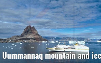 Uummannaq mountain and icebergs MS Hamburg 04.09.2022