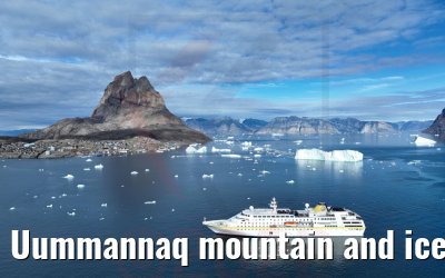 Uummannaq mountain and icebergs MS Hamburg 04.09.2022