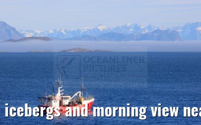 icebergs and morning view near Qeqertarsuaq, Greenland 06.08.2024