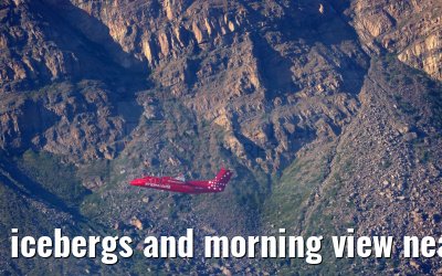 icebergs and morning view near Qeqertarsuaq, Greenland 06.08.2024