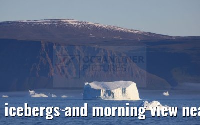 icebergs and morning view near Qeqertarsuaq, Greenland 06.08.2024