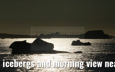 icebergs and morning view near Qeqertarsuaq, Greenland 06.08.2024
