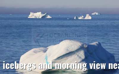 icebergs and morning view near Qeqertarsuaq, Greenland 06.08.2024