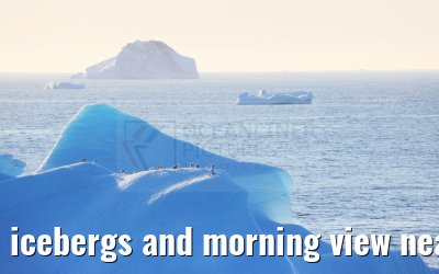 icebergs and morning view near Qeqertarsuaq, Greenland 06.08.2024