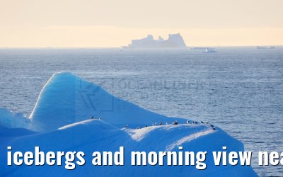 icebergs and morning view near Qeqertarsuaq, Greenland 06.08.2024