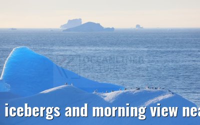icebergs and morning view near Qeqertarsuaq, Greenland 06.08.2024
