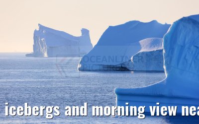 icebergs and morning view near Qeqertarsuaq, Greenland 06.08.2024