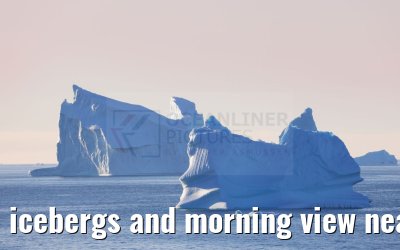 icebergs and morning view near Qeqertarsuaq, Greenland 06.08.2024