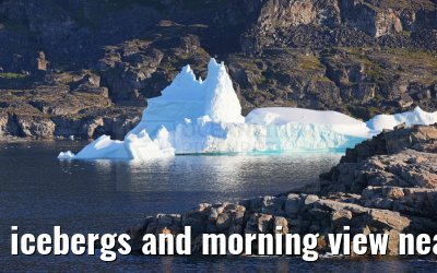 icebergs and morning view near Qeqertarsuaq, Greenland 06.08.2024