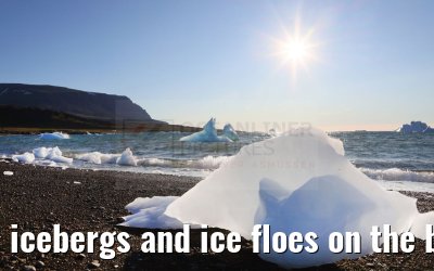 icebergs and ice floes on the beach in Qeqertarsuaq 12.08.2024