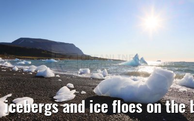 icebergs and ice floes on the beach in Qeqertarsuaq 12.08.2024
