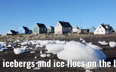 icebergs and ice floes on the beach in Qeqertarsuaq 12.08.2024