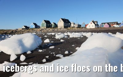 icebergs and ice floes on the beach in Qeqertarsuaq 12.08.2024